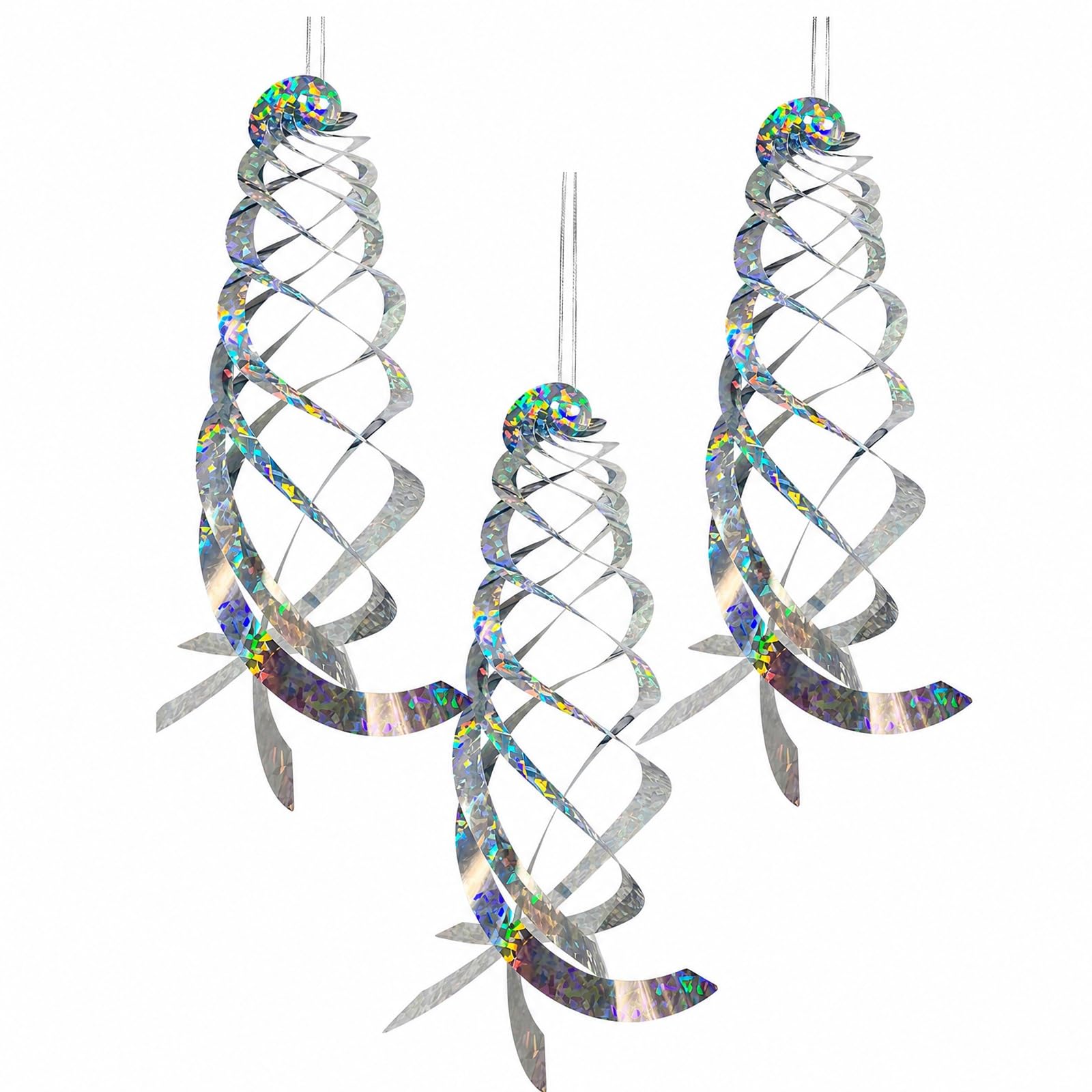 3-Pack Bird Repellent Spiral Hanger, Pigeon Deterrent for Balcony | Hanging Bird Deterrent, Wind-Activated Reflective Spinner, Outdoor Pest Control, Garden Protection, Pool Area Bird Repellent-picture-44