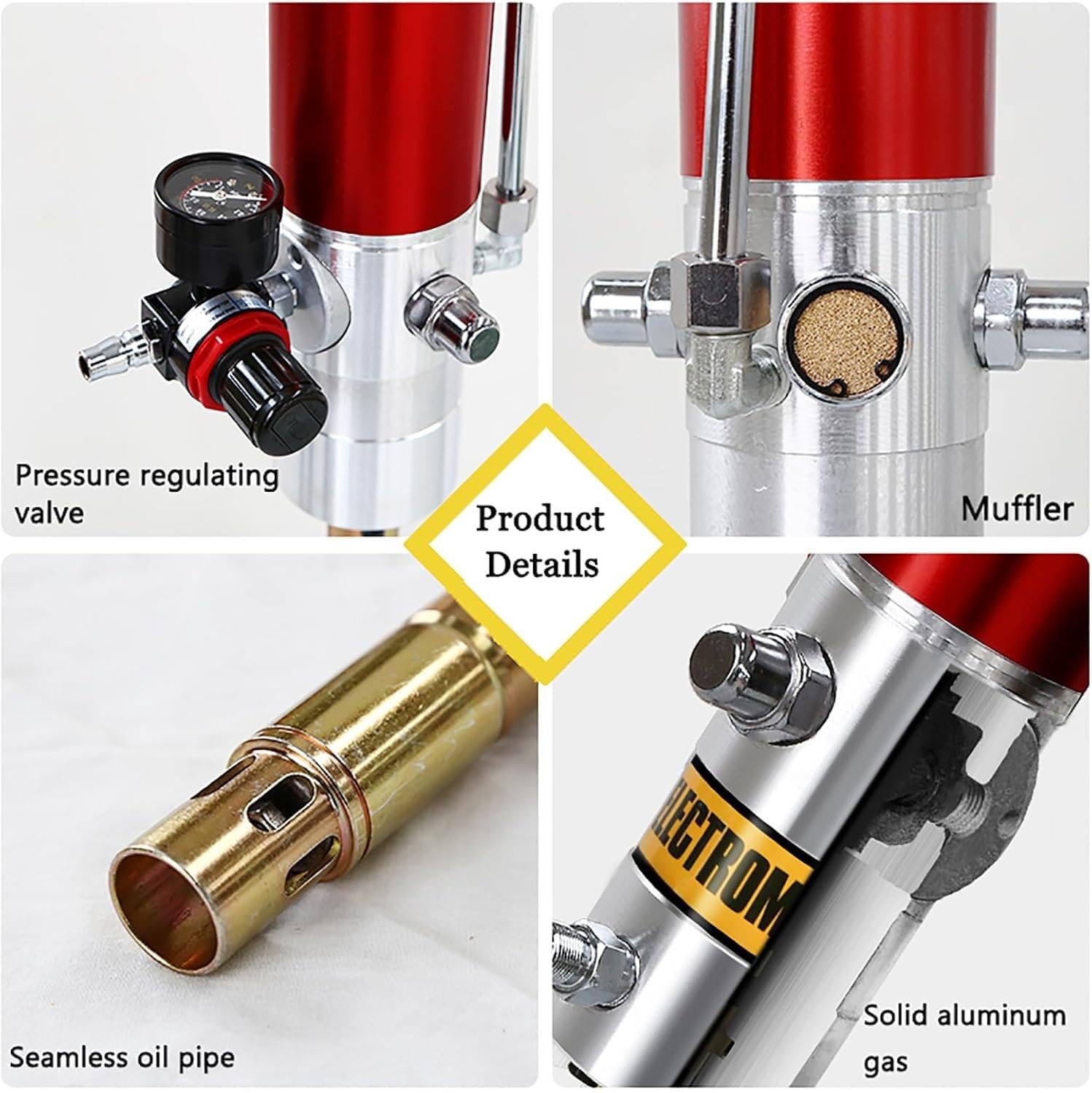 Bomba De Grasa Neumática Con Separador De Aceite Y Agua De Doble Copa, Pistola De Engrase Neumática De Alta Presión Para Bidones De 20 a 55 Galones, Descarga De 0,85 L/Min, Relación De Presión 50:1