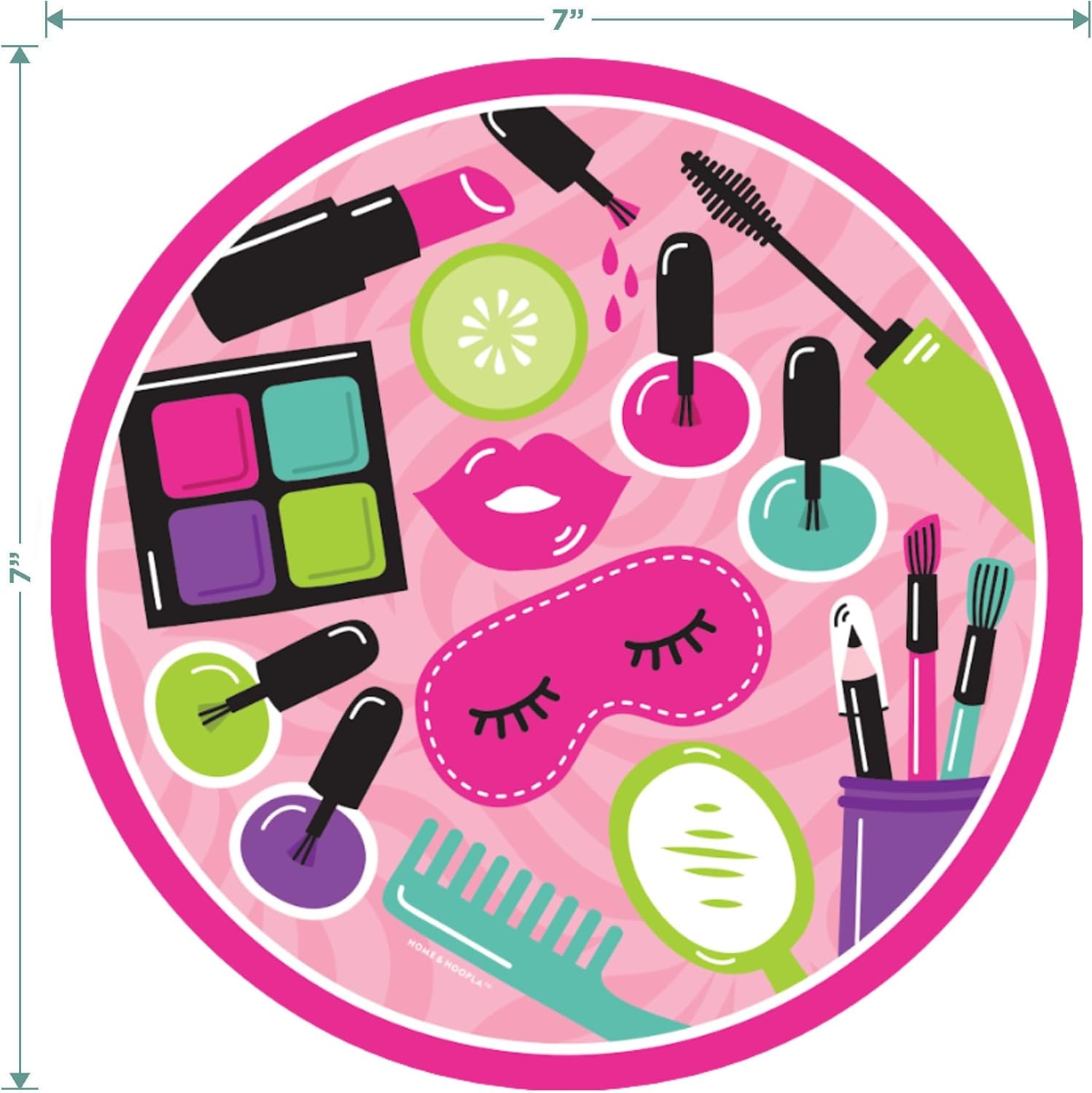 Spa & Makeup Theme Party Paper Dessert Plates and Beverage Napkins (Serves 16)