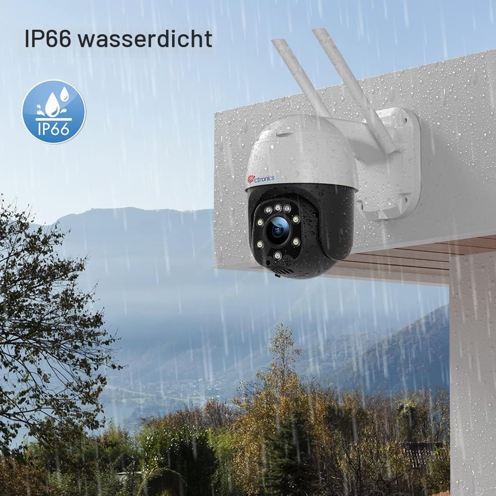 Ctronics 4G LTE Überwachungskamera Aussen mit SIM Karte, PTZ 360° IP Kamera Ohne WLAN Outdoor mit FarbNachtsicht, 30m Nachtsicht in Farb, PC/APP, FTP/NAS/Cloud, 2-Wege-Audio, IP66