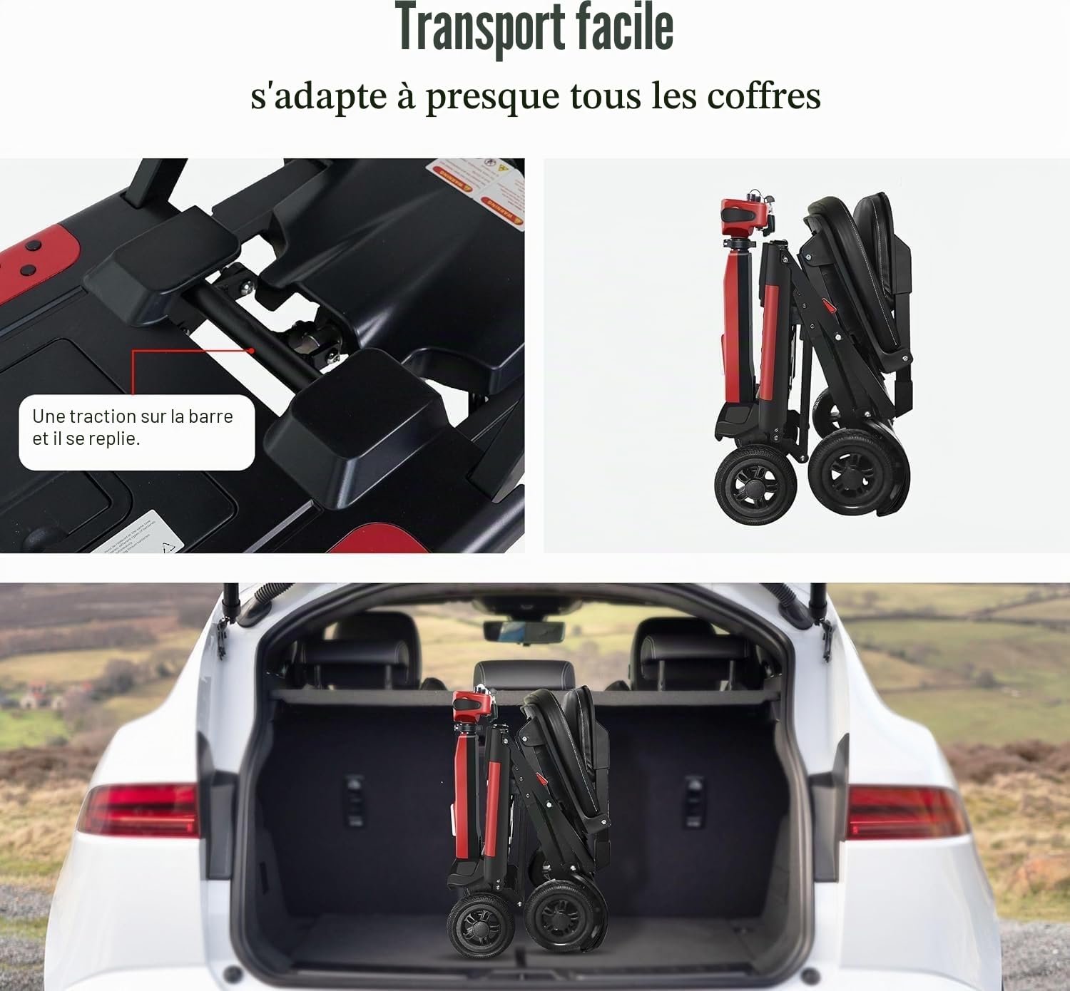 BestAGE Scooter Électrique PMR Pliable à 4 Roues pour Seniors - Scooter Ultra-Léger en Aluminium, Haute Mobilité - Batterie Lithium 20km, Charge Max 120kg - Design Compact pour Voyage et Transport