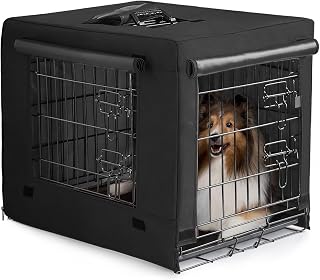DONORO Dog Crates for Small Medium Size Dogs Indoor Double Door Dog Kennels & Houses for Puppy and Cats, Collapsible Metal Contour Dog Cages (Black, 30.0" L x 19.0" W x 21.0" H)