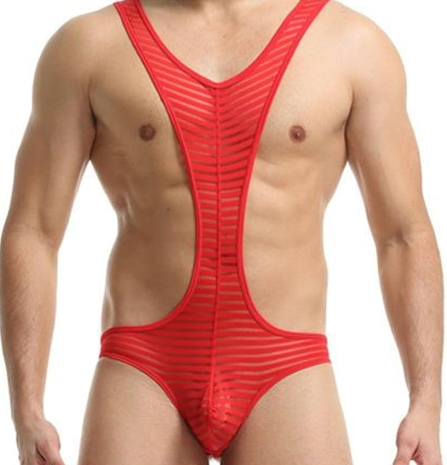 Men's Mesh Jockstrap Leotard Underwear Ice Silk Jockstrap Mankini Leotard Wrestling Singlet Bodysuit