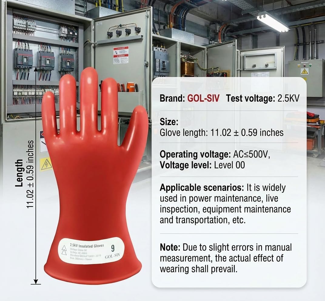 Dielectric Electrician Gloves - Class 00 ASTM Compliant Insulated Electrical Rubber Gloves For Work,Linemen,Shock Resistant - Image 5