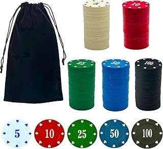 SEETOOOGAMES Casino Pokerchips Denominations – 200 Stück Kunststoff-Poker-Chip-Set mit Zahlen, Dekorationen für Gambling Blackjack Mahjong Themen-Spieleabend