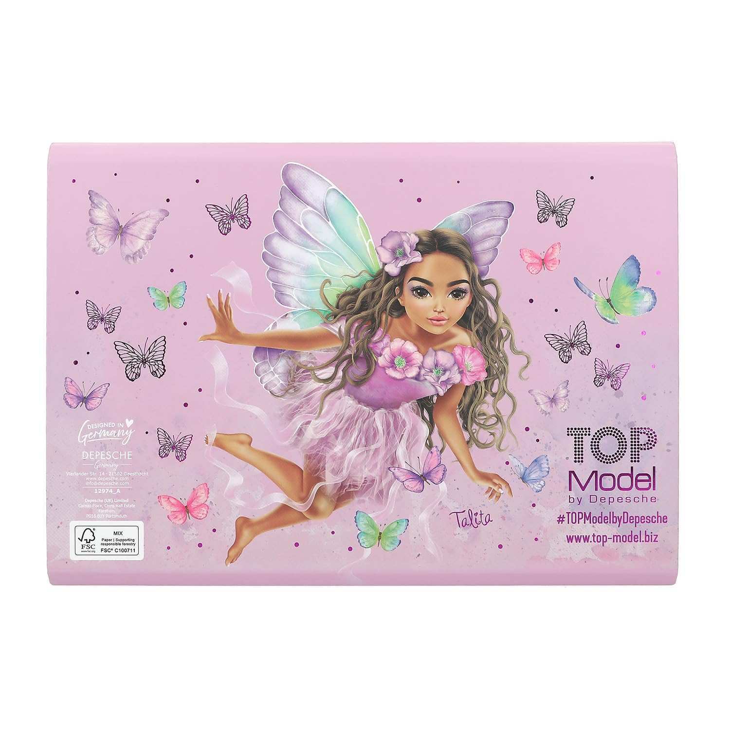 Depesche TOPModel Fairy Love Lot de papier à lettre violet motif papillons 24 feuilles 18 enveloppes