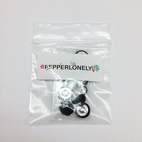 Vista 29 de PEPPERLONELY 10 piezas de tela de 0.394 in cubierta con botones redondos de vástago de metal, azul marino