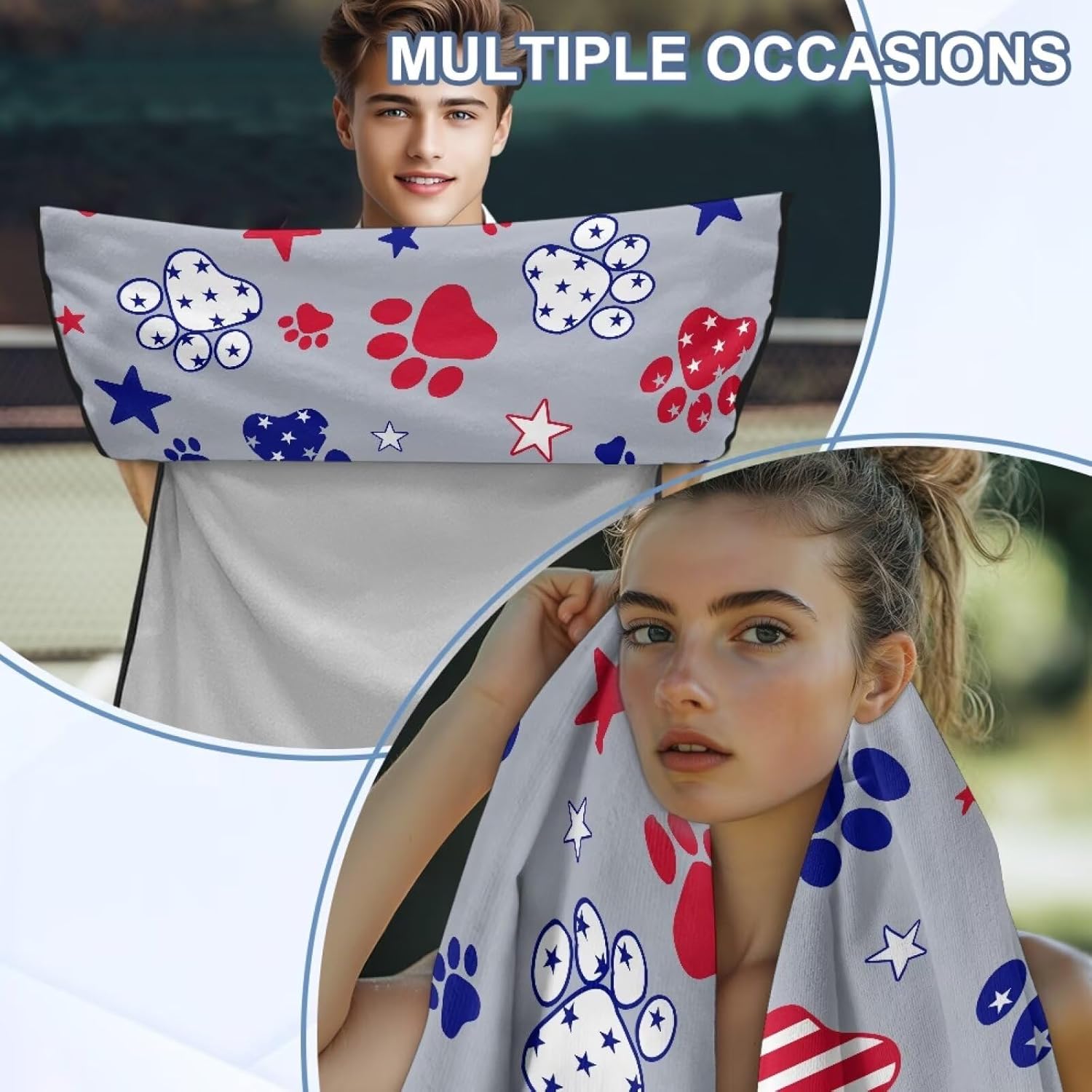 1/2 Pack American Flag Paw Car Seat Cover Protector Front Seats After Gym,Waterproof Sweat Towel Bucket Seat Covers for Trucks SUV