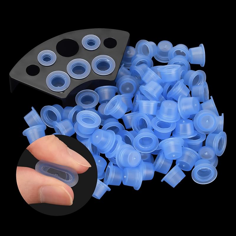 ATOMUS Kit com 300 copos de silicone para tinta de tatuagem e suporte plástico com 8 encaixes