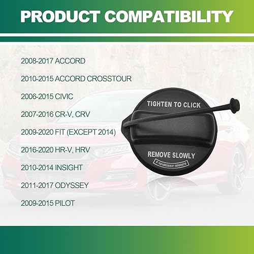 Miniatura 4 de Reemplazo de la tapa de combustible compatible con Honda Accord, Civic, Crosstour, CR-V CRV, Fit, HR-V, HRV, Insight, Odyssey, Pilot, reemplaza