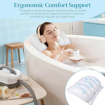 Crossing King Portable Spa Bubble Bath Massager - Bubble Bath Mat Tub Spa Massager with Upgraded Powerful Suction Cup, Electric Air Pump, Pillow and Remote Control for Relaxation, 45 * 17in (Gray)