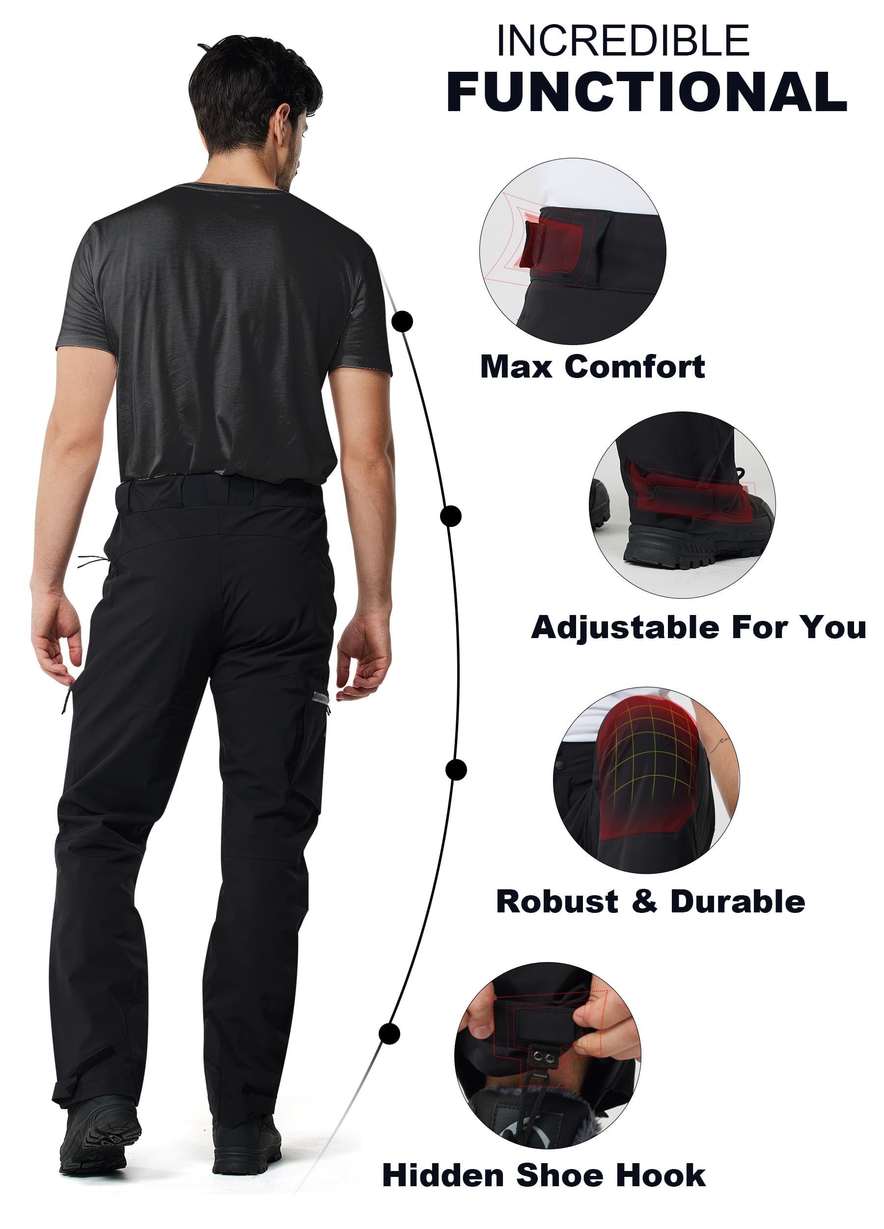ATLASLAVA Hose Herren Wanderhose Wasserdicht Trekkinghose Atmungsaktiv Outdoorhose Männer zum Outdoor-Aktivitäten und Außenarbeiten S-XXL