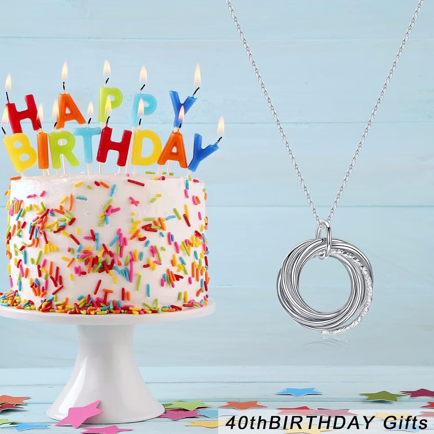 IEFLIFE Birthday Gifts for Women, Sterling Silver Chain Birthday Necklaces, 40th 50th 60th 70th 80th 90th Birthday Necklace, 40 50 60 70 80 90 Years Old Birthday Gifts, 4 5 6 7 8 9 Decade Birthday Jewelry for Women - Image 4