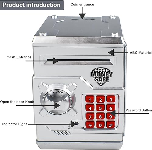 Miniatura 3 de Alcancía electrónica mini cajero automático para niños y bebés, caja de ahorro de dinero, caja de ahorro de dinero, bloqueo de código de contraseña