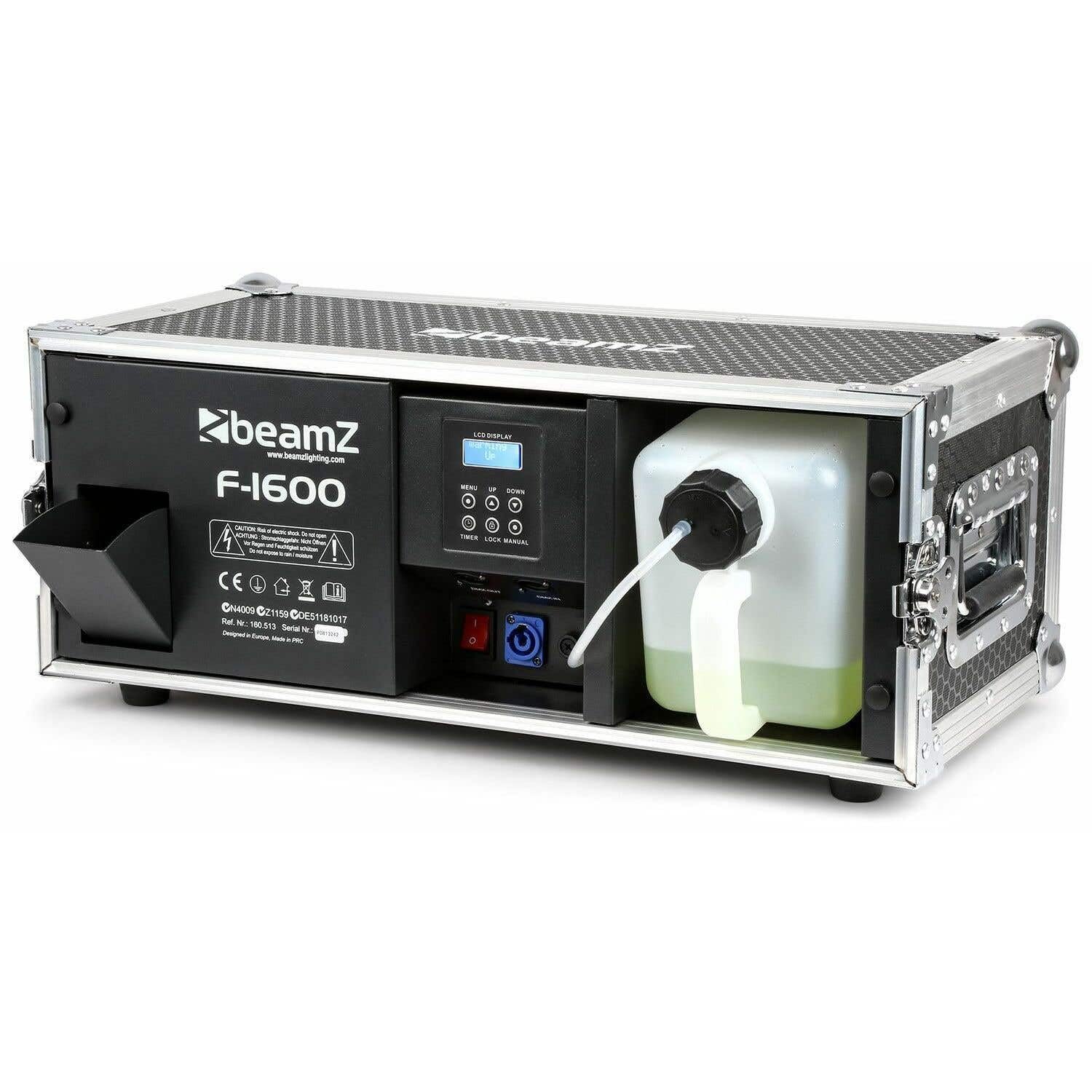 BeamZ F1600 Pro Fazer Nebelmaschine 1600W im Flightcase – Profi Hazer/Rauchmaschine mit DMX & Display – Fog Machine für Party, Hochzeit, Bühne & Halloween – 350m³/min