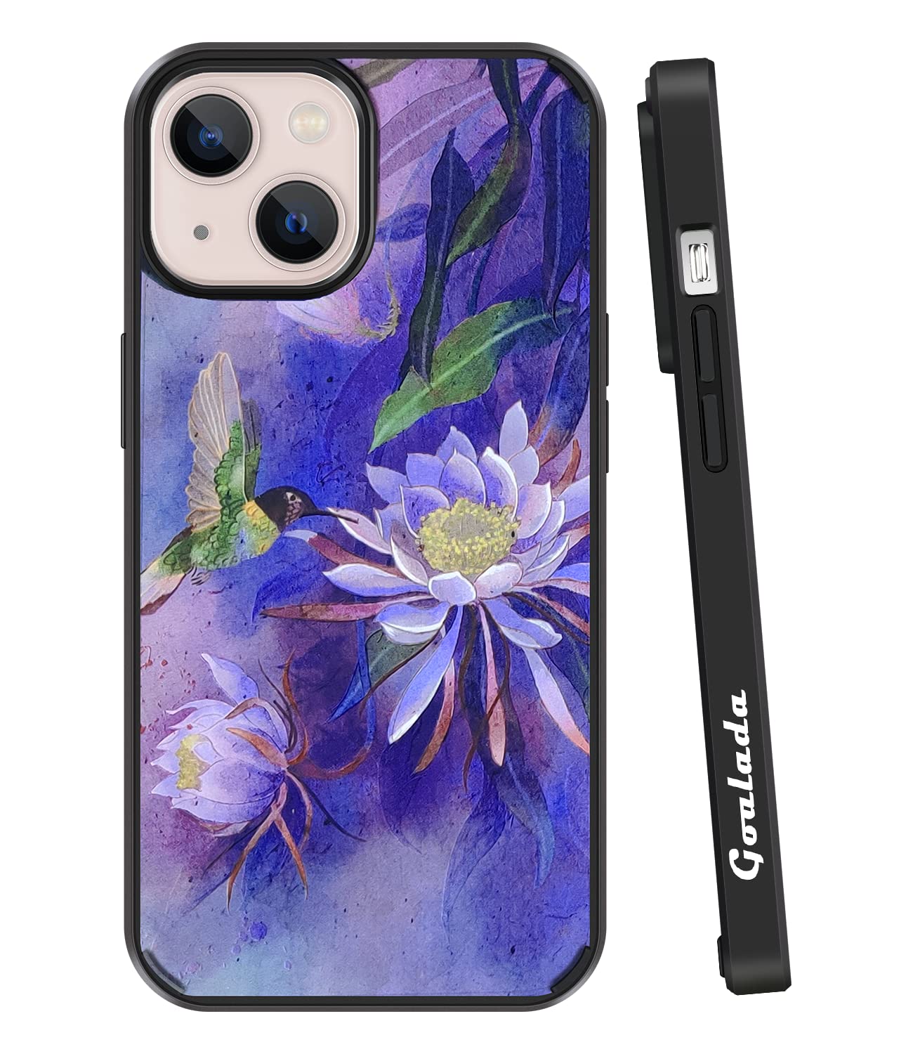 Goalada for iPhone 13 Case with Wrist Strap, Heavy Duty Protective Floral Embossed Girls Women Shockproof Hard Case with TPU Bumper Cover Phone Case for iPhone 13