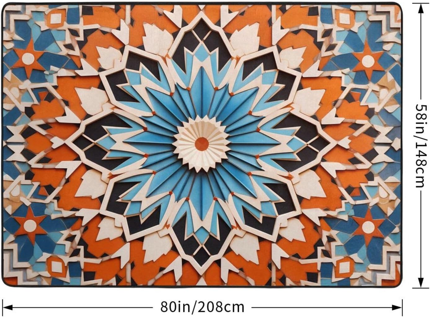 Floor Tile Printed Floor mat 80x58 inches, Non-Slip Decorative Carpet for Bedroom and Living Room