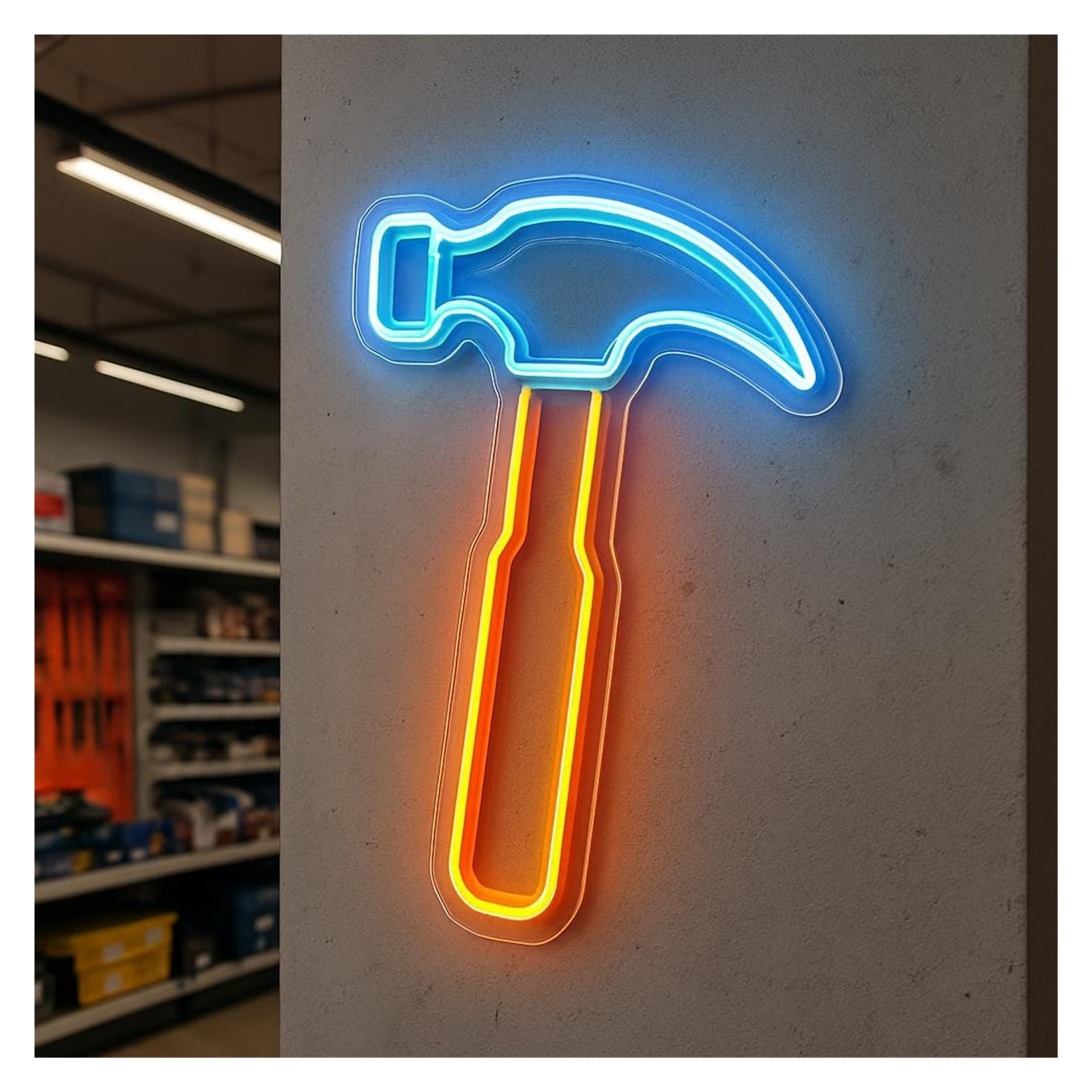 RONGCH Hanging Art Signs Tool Store Neon Sign Hammer Decor for Auto Repair Shop Shop Gameroom Bedroom Party Bar Livingroom 48cm(D)