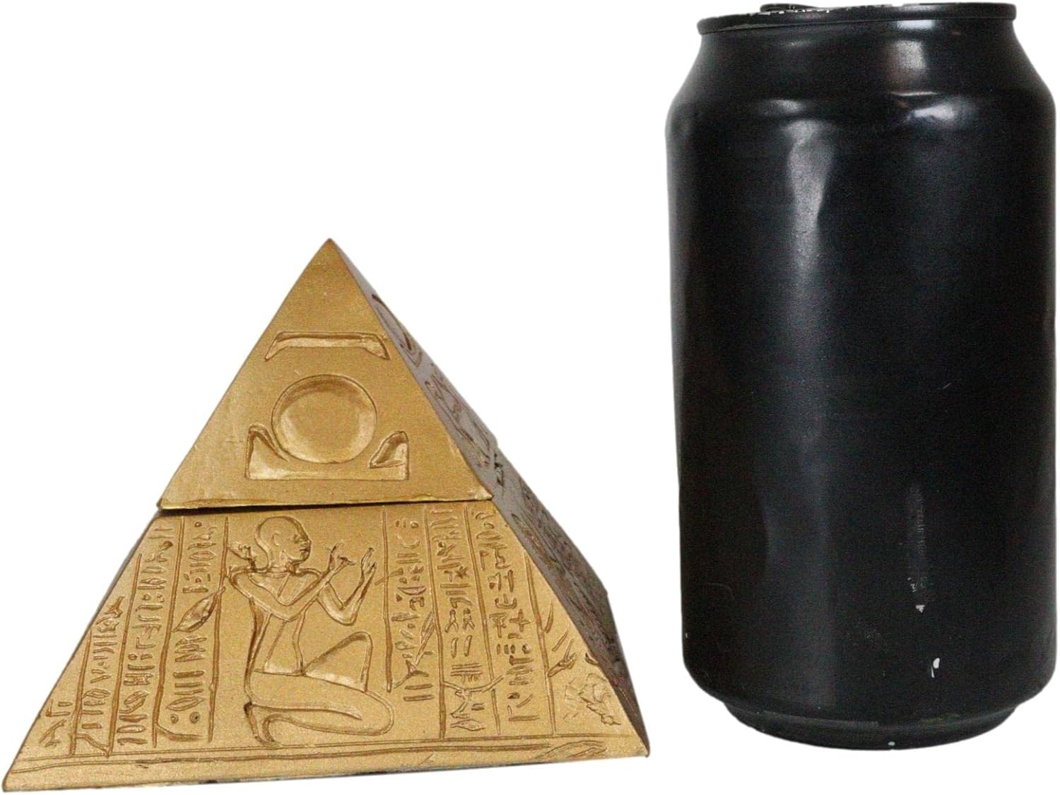 Ebros Golden Ancient Egyptian Hieroglyphic Pyramid Decorative Box 4"Wide Stash Jewelry Small Trinket Storage Figurine Gods Of Egypt Monument Wonder Pyramids Accent Statue