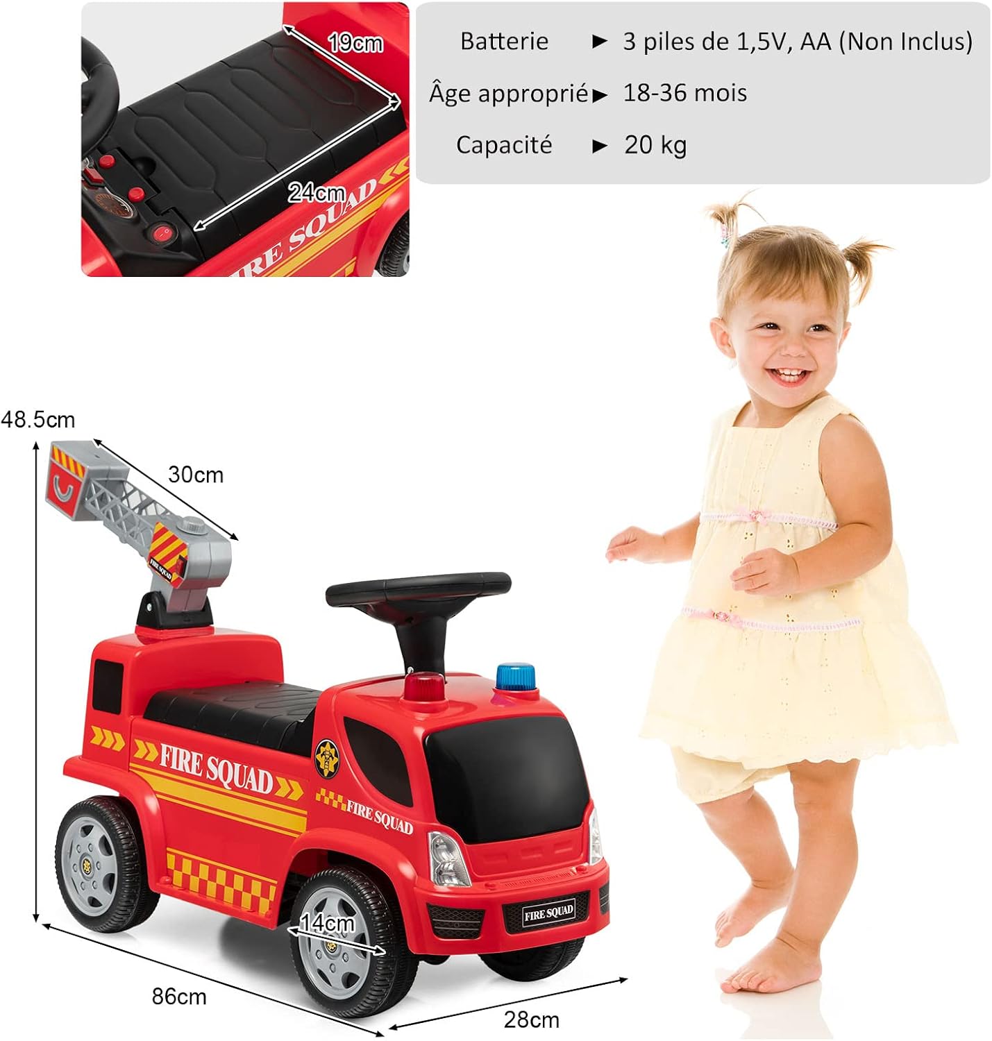 Camion de pompiers réaliste en action lors d’un jeu