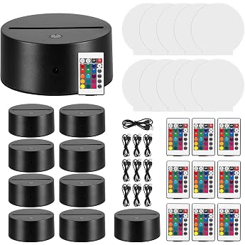 Set of 10 DIY Acrylic Lamp Base Set with Remote Control and USB [Energy Class A]
