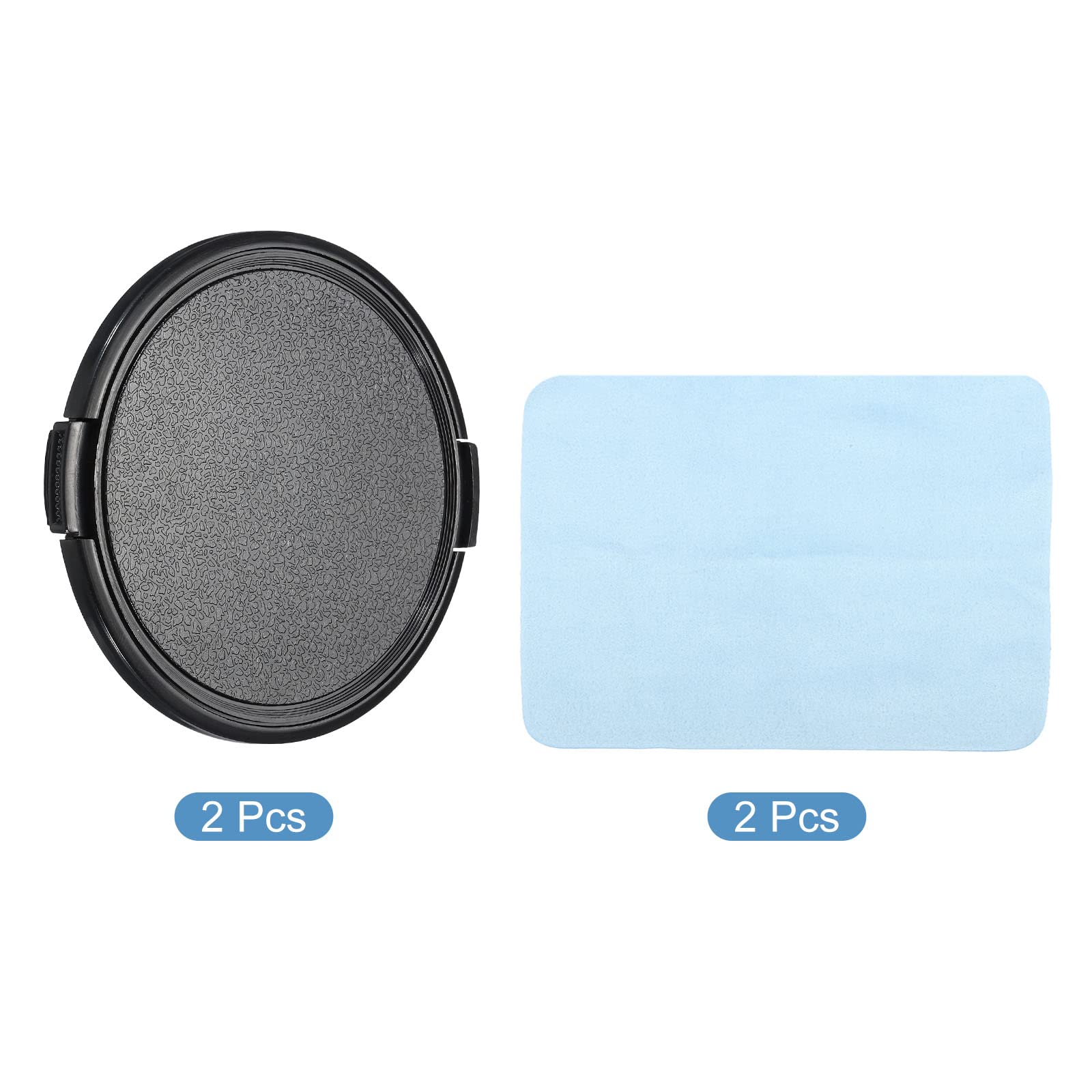 PATIKIL Fotocamera Obiettivo Cappuccio, 4pz Centro Spillo Front Obiettivo Copertura con Cappuccio Corda/Microfibra Pulizia Panno per 86mm Filetto Universale DSLR Obiettivi