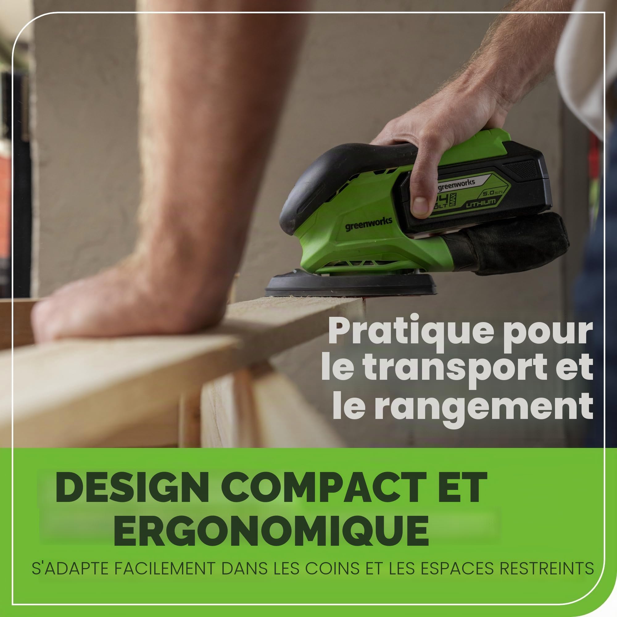 Greenworks Ponceuse de finition sans fil 24 V 11 000 OPM, outil uniquement (batterie et chargeur vendus séparément)