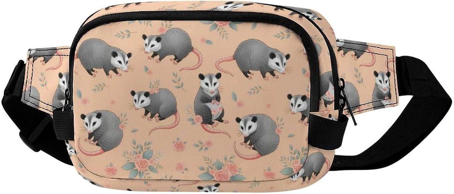 Casual Fashion Unisex Waist Bags with Adjustable Strap Befuddled Possums for Outdoor Sports Use, Portable Lightweight Fanny Pack