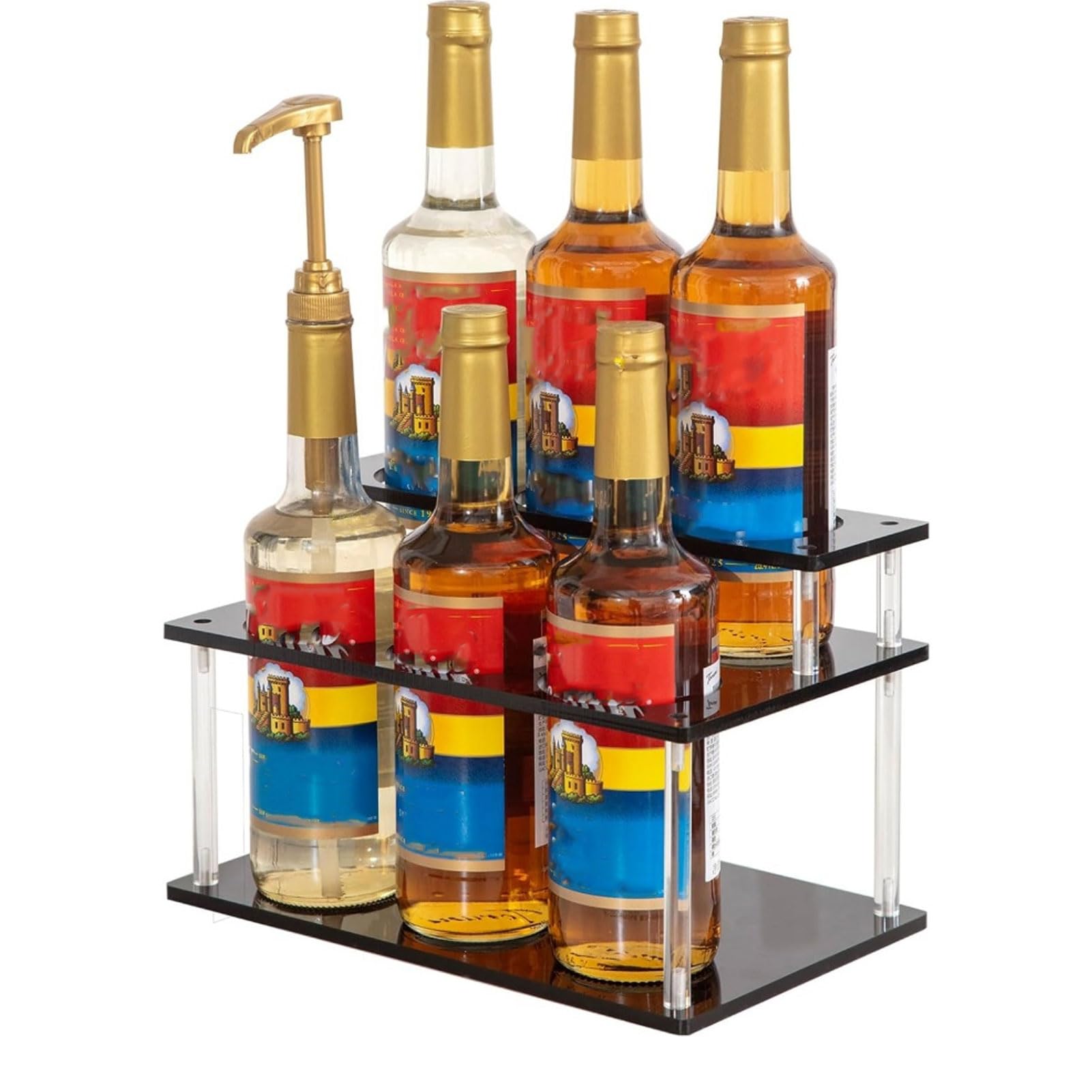 Espositore a 2 ripiani in acrilico efficiente per caffè e sciroppo per condimenti espositore per casa ristorante 32 x 19,1 x 18 cm