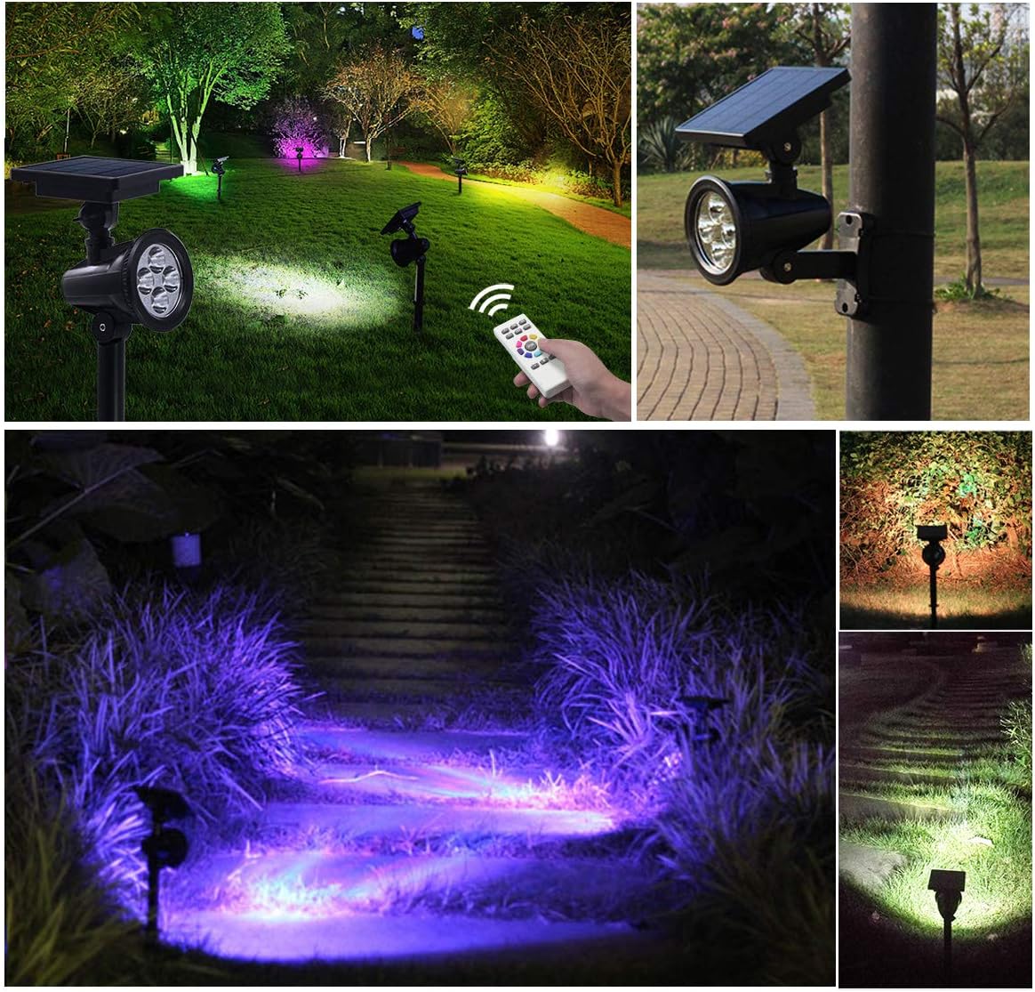 Luces Solares Que Cambian De Color Para Exteriores, Impermeables, IP67, Paneles Solares Ajustables Para Patio, Paisaje, Jardín, Paquete De 6 (multicolor