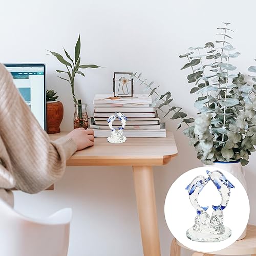 Miniatura 8 de PRETYZOOM Figura de delfín de cristal, adorno de escritorio para interiores, escultura artística de delfín para vivir, estudio, decoración de bar,