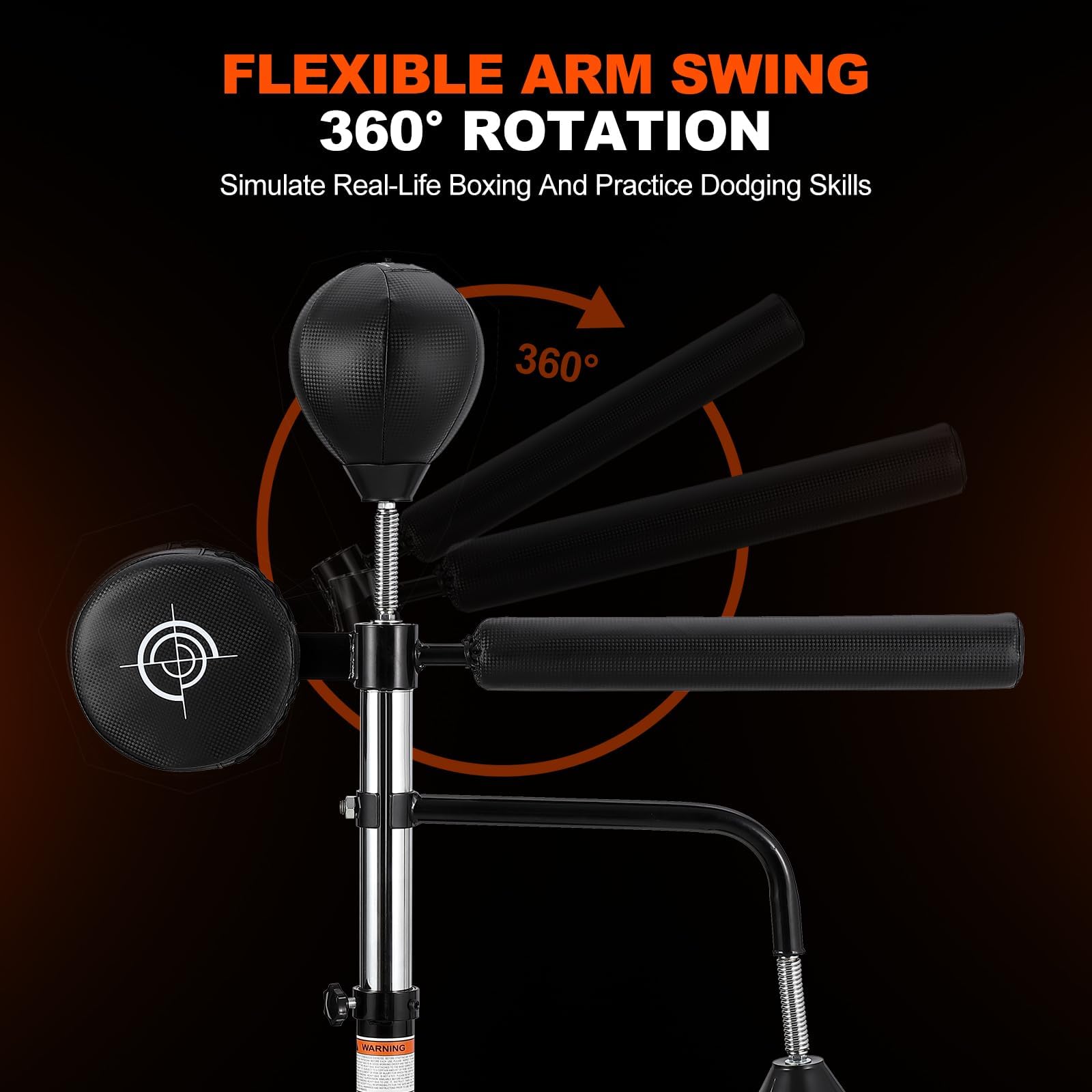 Sac de Frappe Adulte 5 en 1 Sac de Frappe Support sur Pied 2 Balles de Vitesse Cible et Barre Rotative à 360° Hauteur Réglable 160-230 cm Sac de Frappe sur Pied Réglable Entréeînement Kickboxing Boxe