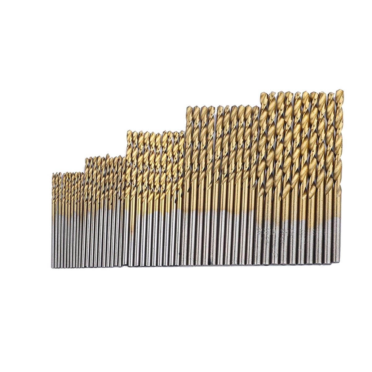 Driak 50PCS Titanium Coated High Speed Steel Twist Drill Bit Set Micro Precision bit 1/1.5/2/2.5/3mm for Wood Plastic Aluminum Copper Steel