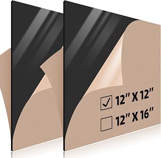 CALPALMY (2-Pack) 12 x 12 Black Acrylic Sheet 1/8" Thick - 3mm Thick Black Plexiglass Plastic Sheet; Use for Craft Projects, Signs, Sneeze Guard and More - Cut with Cricut, Saw or Hand Tools