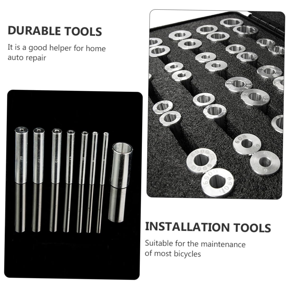 SUPVOX Kit de Instalación de Cojinetes de Bicicleta Negro 1 Juego | Aleación de Aluminio Cnc, Mango Antideslizante, para Buje y Rueda, Mantenimiento Doméstico