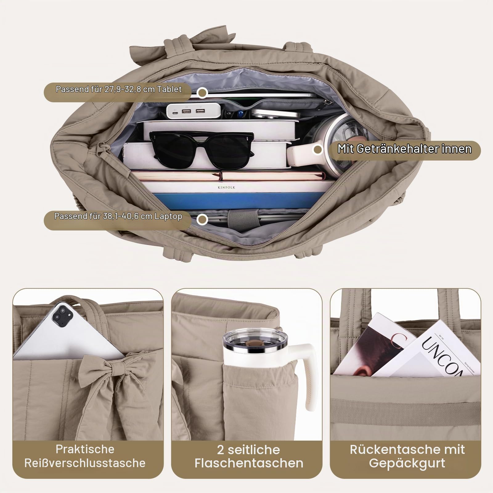 MOSISO Handtasche Damen Groß, 15,6 Zoll Leichte Arbeitstasche Laptoptasche