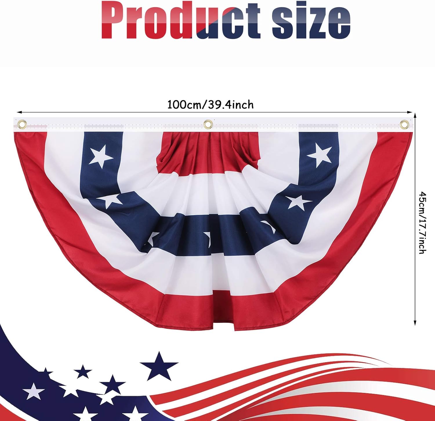Tatuo 250th Anniversary Pleated Fan Flags, 4th of July Patriotic Decorations American USA Bunting Flag Stars and Stripes Banner for Independence Day Memorial Day(9 Pieces,1.5 x 3 feet)