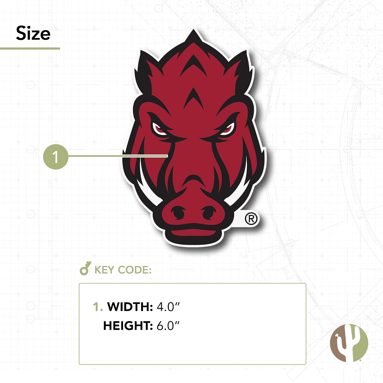 Desert Cactus University of Arkansas Sticker Razorbacks U of A Hogs Vinyl Decal Laptop Water Bottle Car Scrapbook (IND 7)