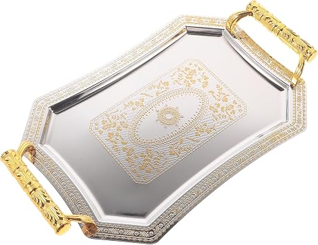 Hemoton Stainless Steel Serving Tray Decorative Tray 11.0 X 7.9 X 4.7 in