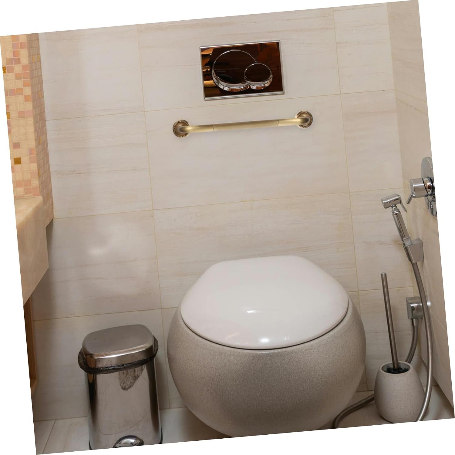 FOMIYES Elderly Shower Handle Shower Grab Bars for Seniors Bathroom Safety Accessories Shower Handles for Elderly Bathroom Accessories Grab Handle Toilet Non-Skid Sucker Advanced Copper, 51.5x9cm