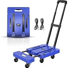 SPACEKEEPER Folding Hand Truck, 500 LB Heavy Duty Luggage Cart, Blue