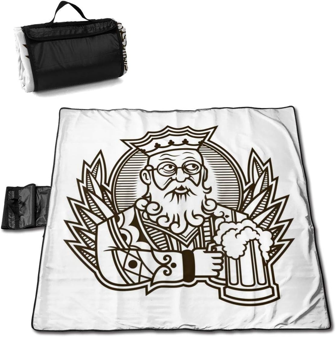 Amazon レジャーシート 折り畳めるピクニックマット 子供クロールマット 防水防湿パッド プラスベルベット厚く 150x145cm ビールのジョッキを保持しているクラブのキング トランプのキングキャラクターのベクトルイラスト オールシーズン利用可能 公園マット キャンプ