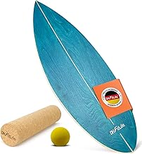 DH FitLife Balance Board in Legno Massello | Tavola da Surf Indoor con Forma Rocker | Tavola da Equilibrio Oscillante per Adulti | Divertimento e Allenamento a Casa