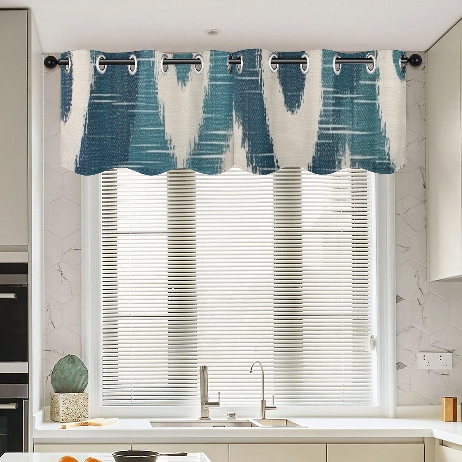 Cortinas étnicas de cocina Ikat, el juego de dos piezas perfecto para un regalo de inauguración
