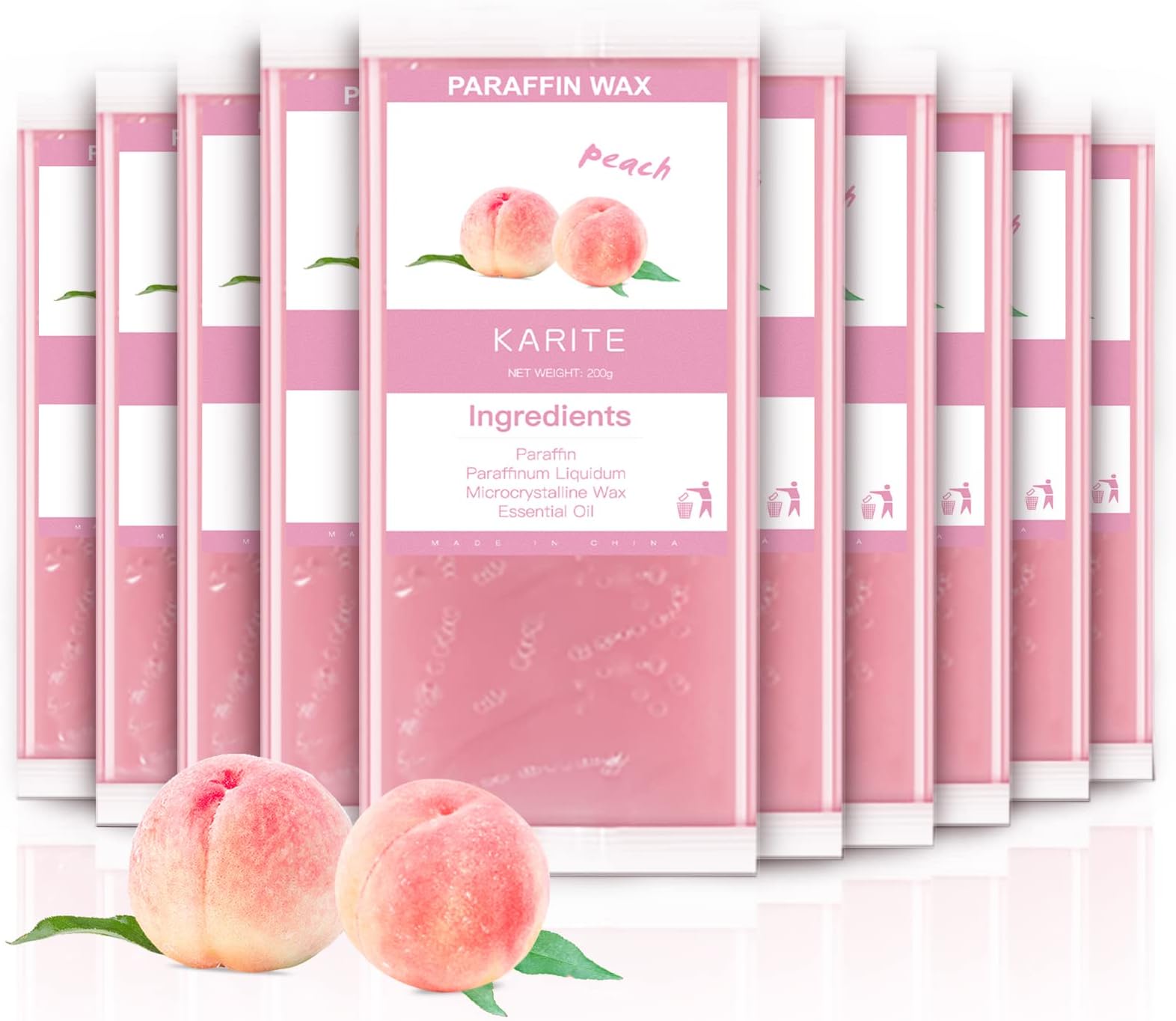 KARITE Paraffin Wax Refills, 10 Pack Peach Scented Paraffin Wax Beads Blocks for Paraffin Bath, Paraffin Wax Machine Refills for Hand Feet Dry Skin,Rrelieves muscle fatigue, Hydration and nourish