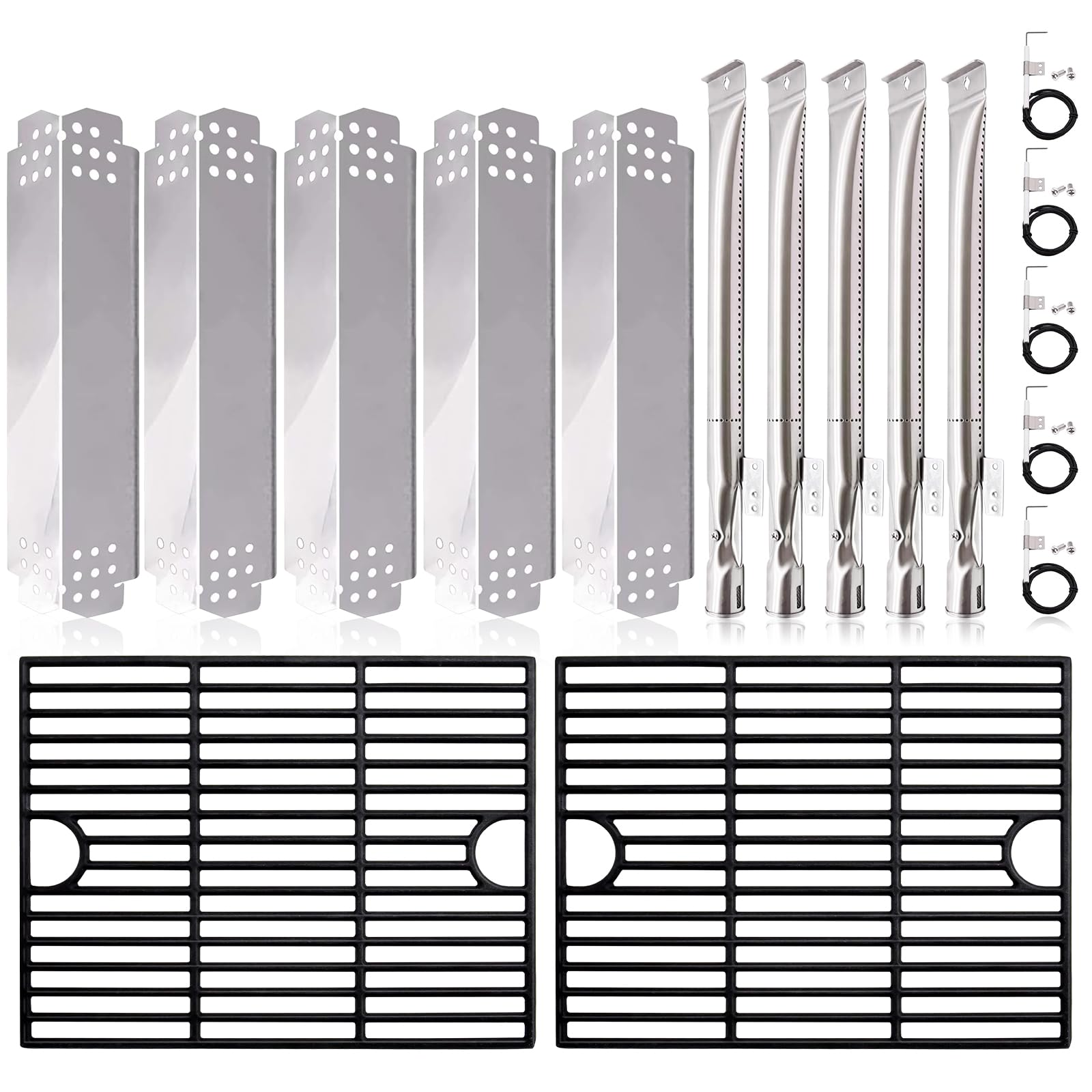 Grill Replacement Parts for Nexgrill 720-0888N, 720-0888, 720-0830H, 720-0783E. Cooking Grates, Grill Burner Tubes, Heat Plates and Igniters Kits for Home Depot Nexgrill Replacement Parts 5 4 Burner.