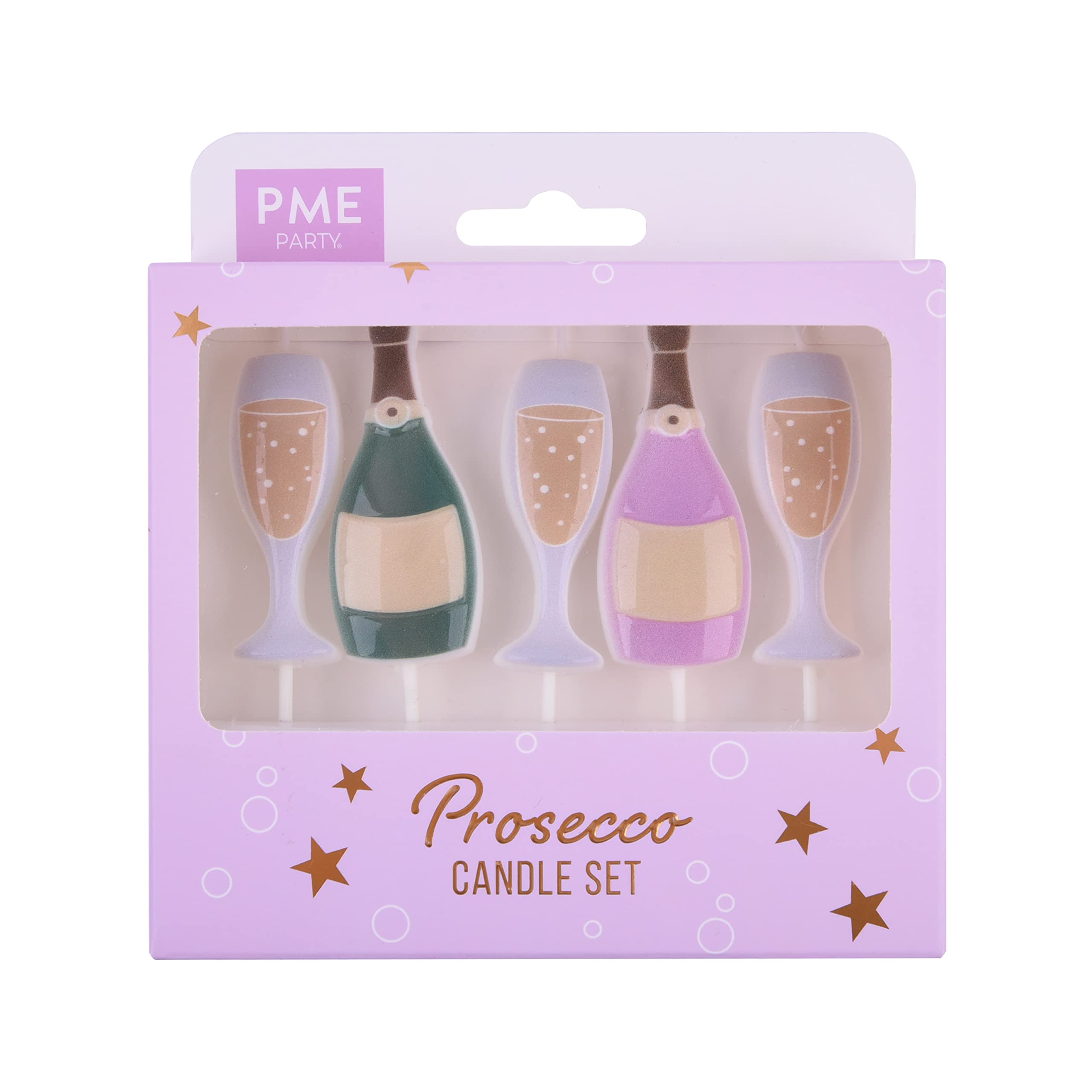 PME Cake Prosecco Party Pick Candles | Celebration Candle Set (Pack of 5)