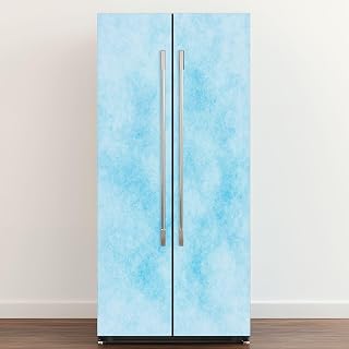 Self Adhesive Vinyl Refrigerator Wrap Japanese Summer Blue Paper Texture Abstract Natural Canvas Door Mural Sticker Peel and Stick Removable Door Cover Fridge Wrap Decal for Kitchen Decor