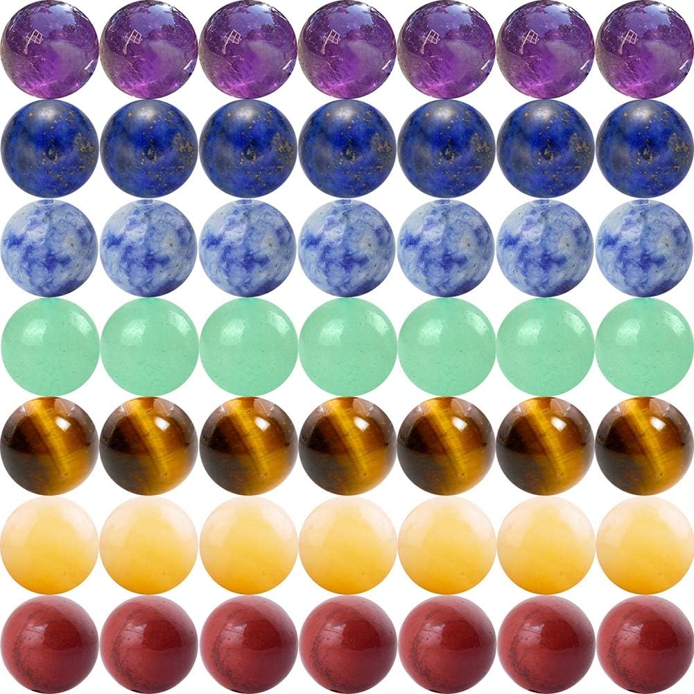 7 Chakra Natural Stone Beads Mixed 100pcs 8mm Round Genuine Real Stone Beading Loose Gemstone Amethyse Color DIY Smooth Beads for Bracelet Necklace Earrings Jewelry Making (7 Chakra Stone, 8mm)