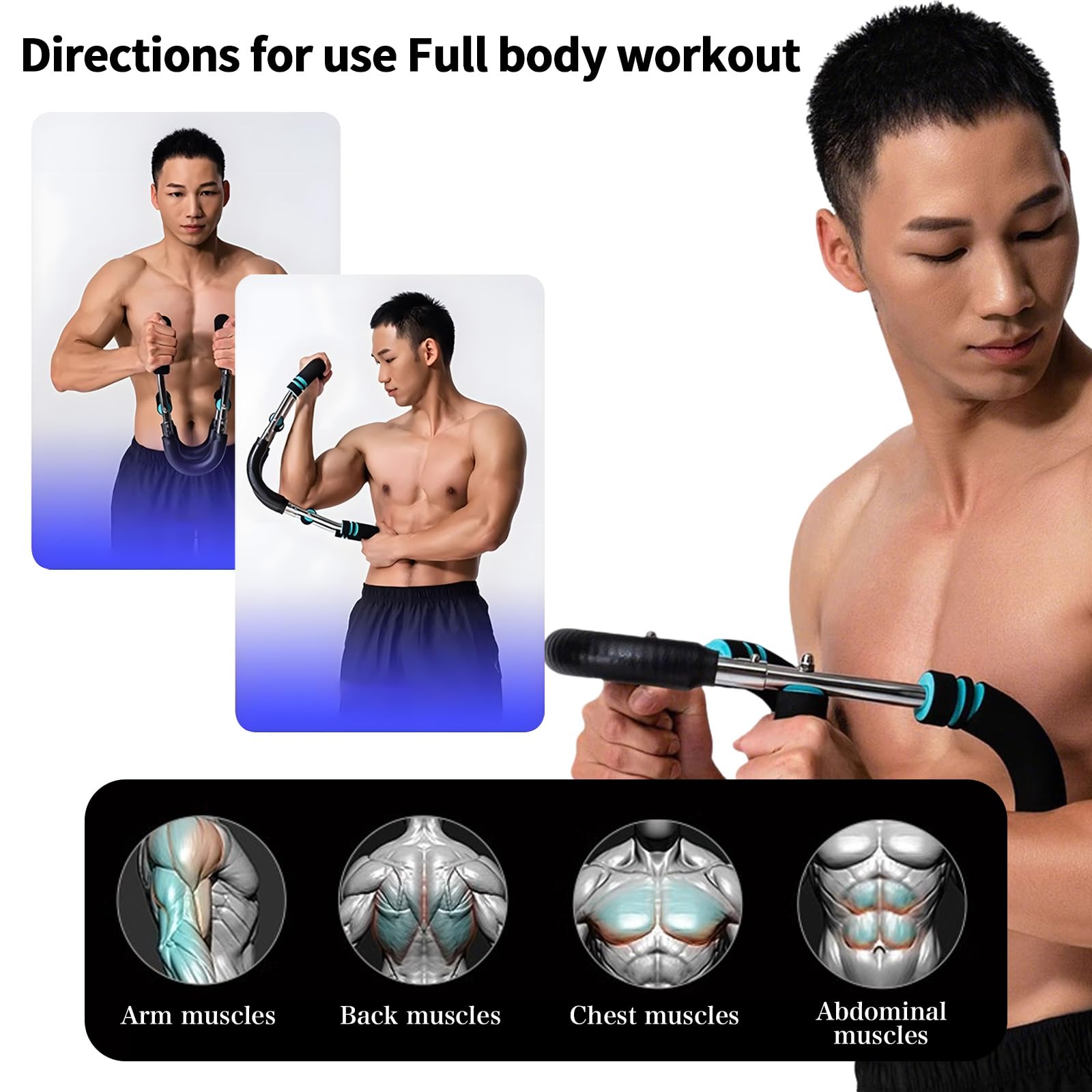 Twister Bras Power Twister - Appareil De Musculation Réglable 30-50 Kg, Portable, Pour épaules, Bras, Poitrine - 8